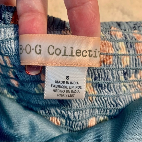 BOG Collective Jumpsuit Small Sleeveless Ocean Blue Boho Floral Cotton - Picture 8 of 16